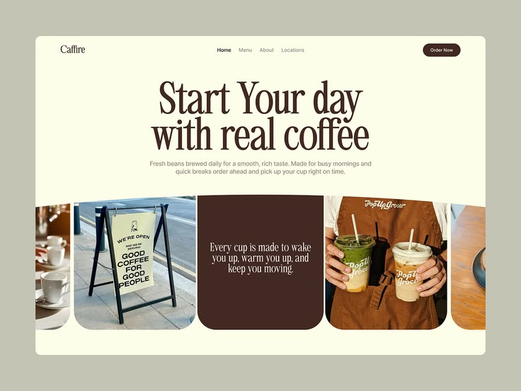 A coffee shop website made with Sphot